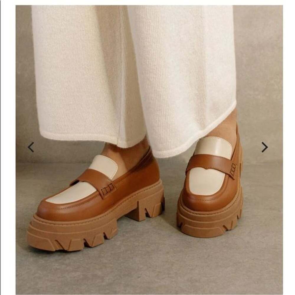 Alohas Trailblazer Bicolor Leather Loafers Brown/Tan & Off-White Size 7.5-8 - Picture 2 of 13